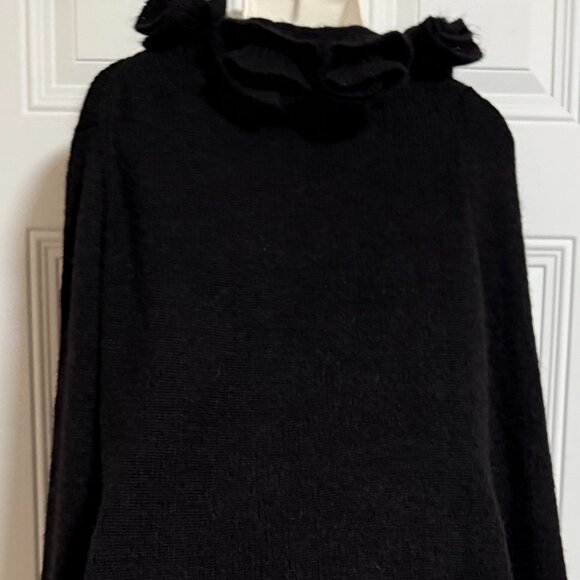 Soft Surroundings Cardigan Black Ruffle Collar SZ Large Sedona Chic - Picture 2 of 9